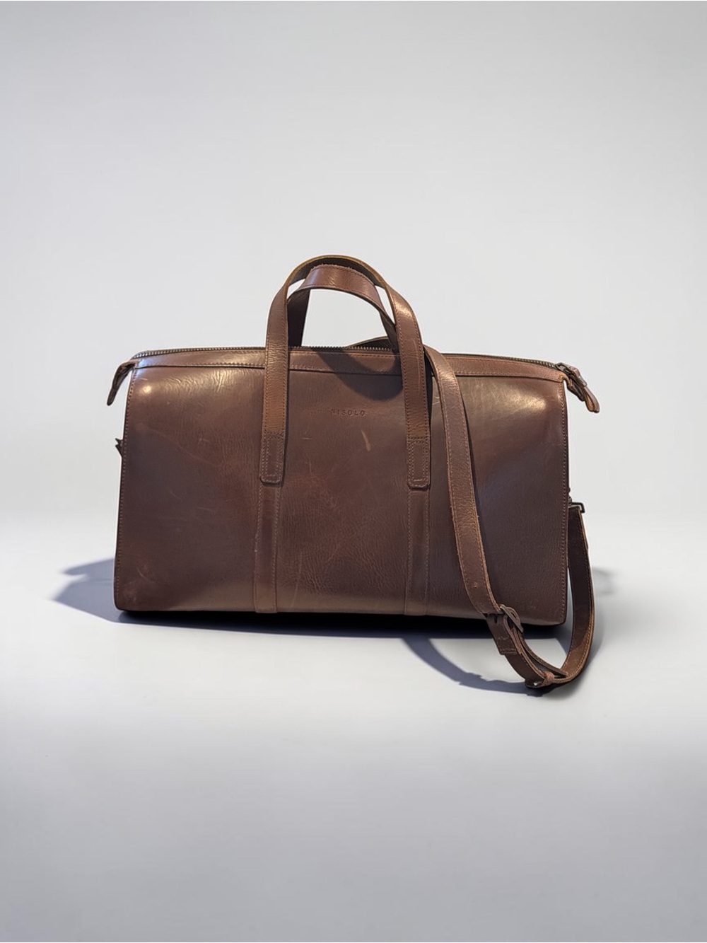 Nisolo Leather Weekender Travel Bag Brown 20” Duffel Carry On Overnight Bag